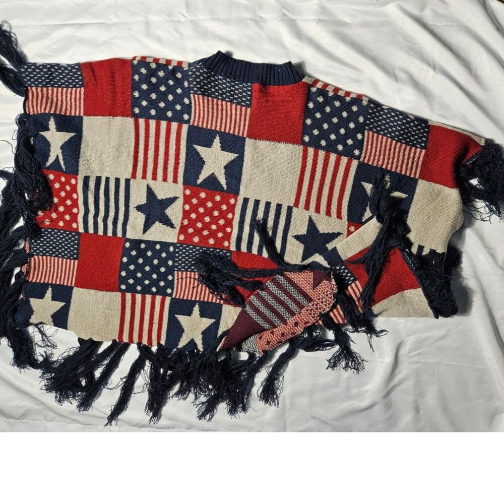 Red and blue *patriotic* poncho, unbranded